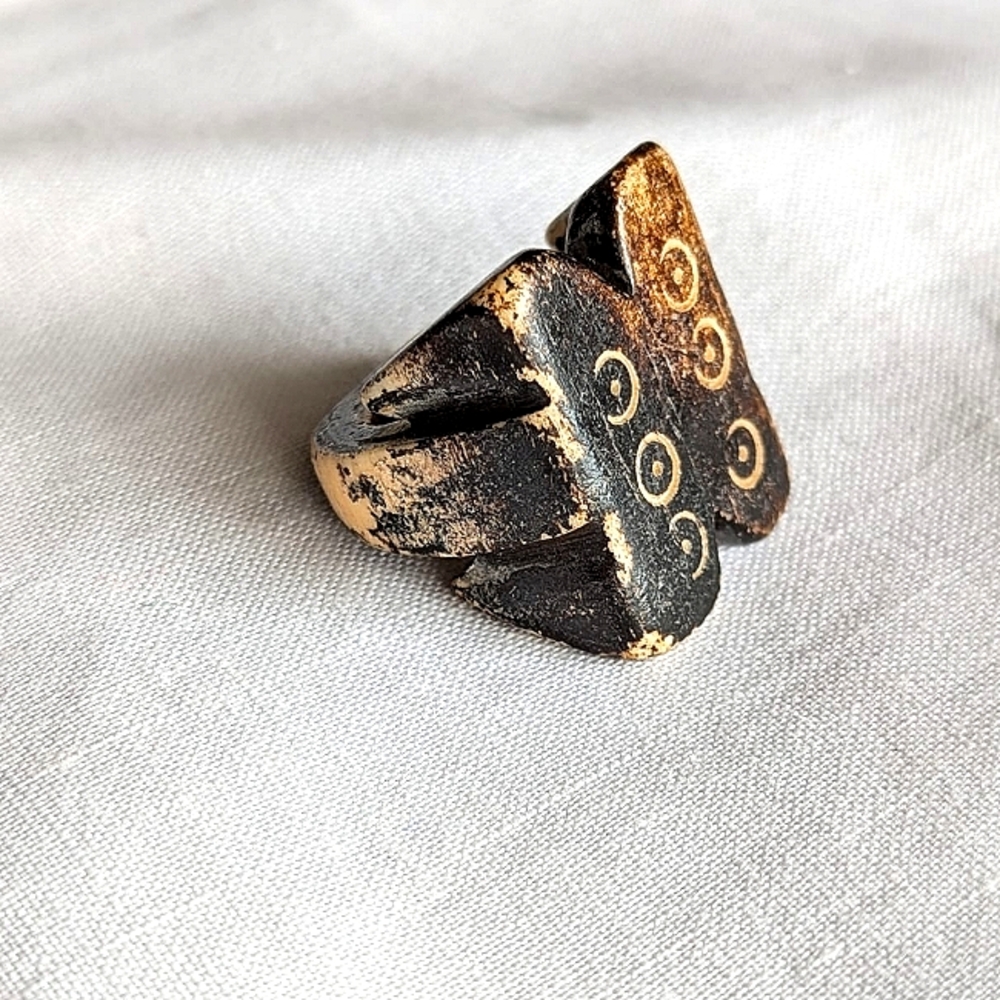 Unique Vintage Handcarved Bone Ring